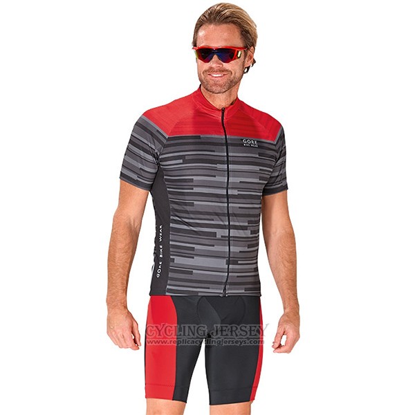 2017 Cycling Jersey Gore Bike Wear Power Stripes Gray Short Sleeve and Bib Short